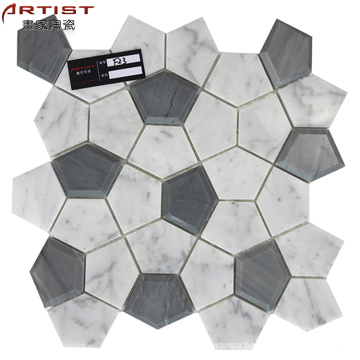 high quality china water jet marble mosaic tiles white bianco carrara basketweave marble mosaic